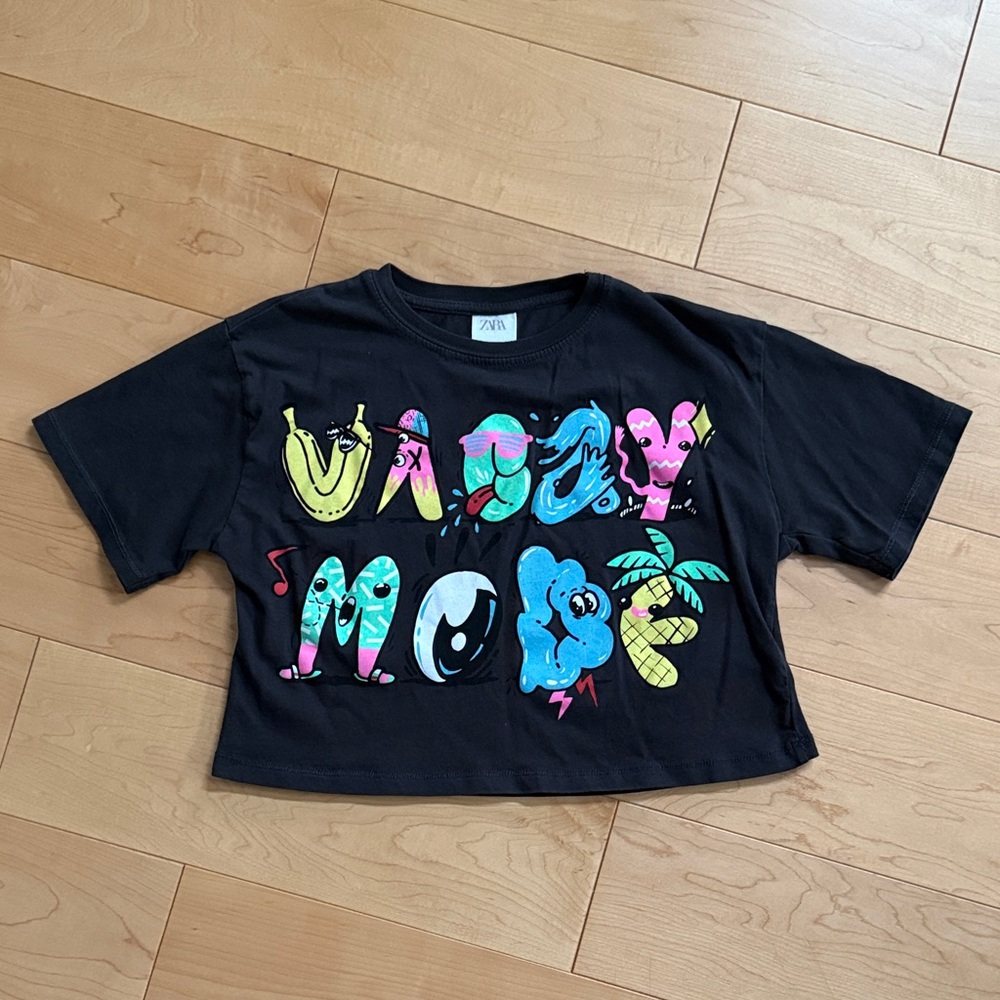 Zara Kids Black Tee with Colorful Graphic